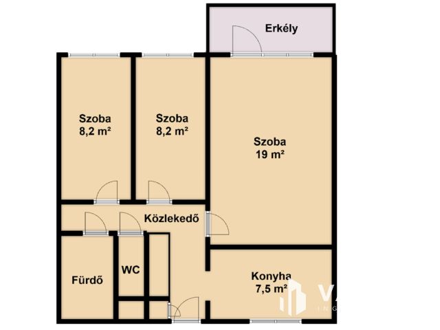 Tram-Train megállónál téglalakás