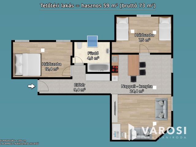 Eladó újszerű lakás Gödön: nappali + 2 háló + 2 autóbeálló